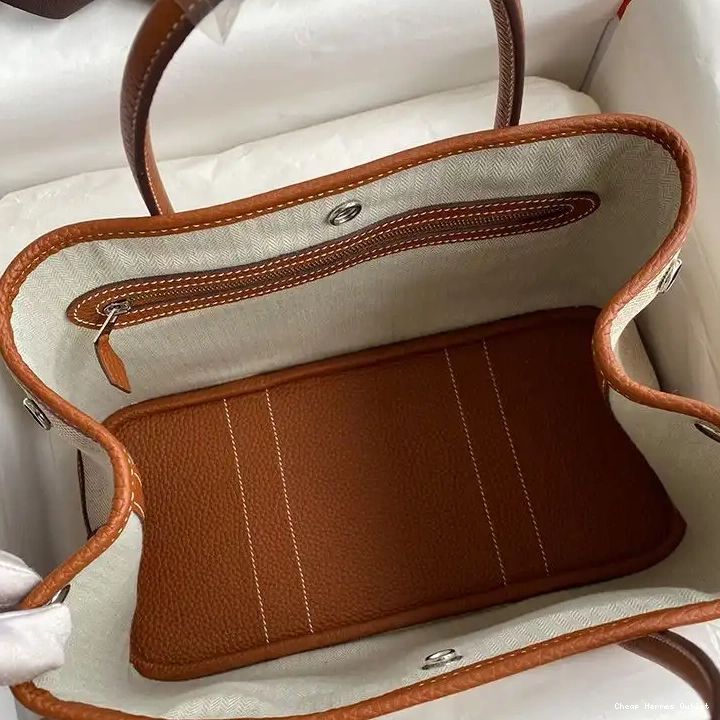 Affordable Canvas Hermes Brown Bag Garden Palladium Hardware In Party 0412